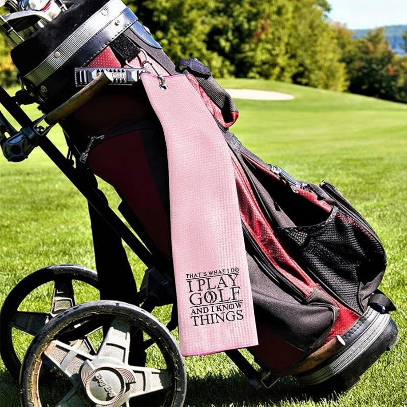 DYJYBMY Pink Golf Towel, Microfiber Golf Towels with Clip, Embroidered Golf Gift for Men, Women or Retired Coworker - Image 5